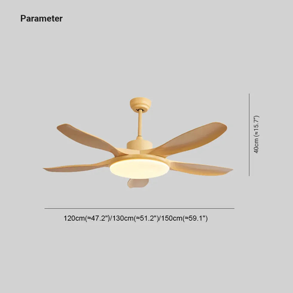 Yellow Bedroom LED Ceiling Fan with Light