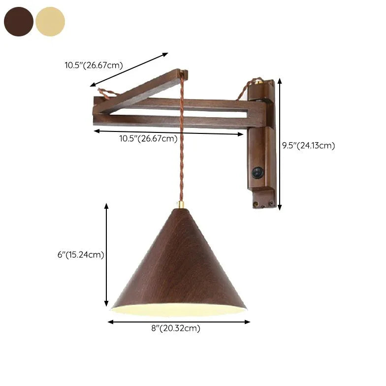 Lumières murales de chambre à coucher réglables en bois en bois