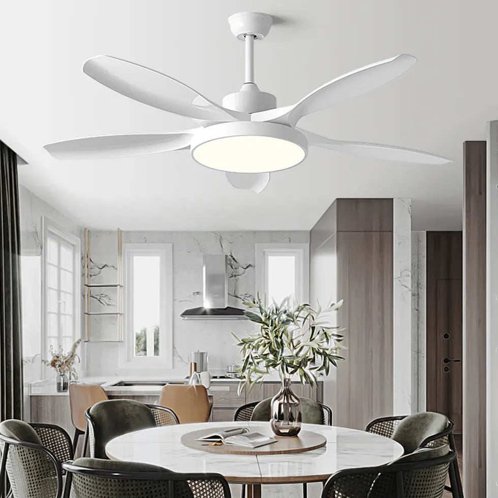 White Disc Wooden Ceiling Fan with Light