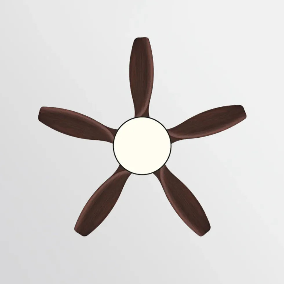 White Disc Wooden Ceiling Fan with Light