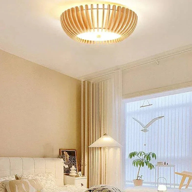 Plafonnier En Bois Rayé Style Champêtre - Clowas.fr