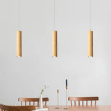 Lustre colonne en bois pour restaurant