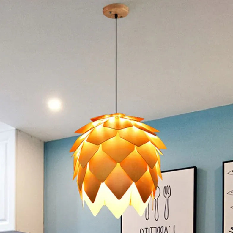 Pinecone-Shaped Warm-Toned Pendant Light for Living Room