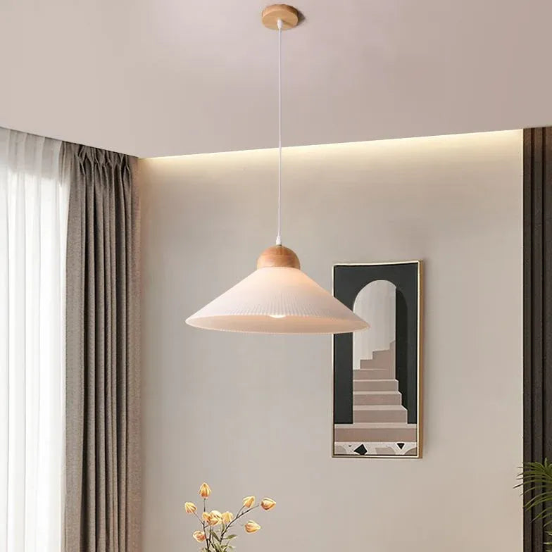 Umbrella-Shaped Wooden Modern Pendant Light