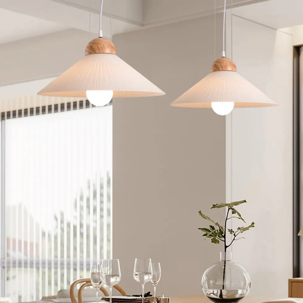 Umbrella-Shaped Wooden Modern Pendant Light