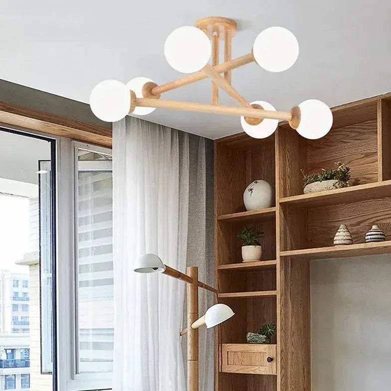 Plafonnier Bois Led Style Japonais Salon - Clowas.fr