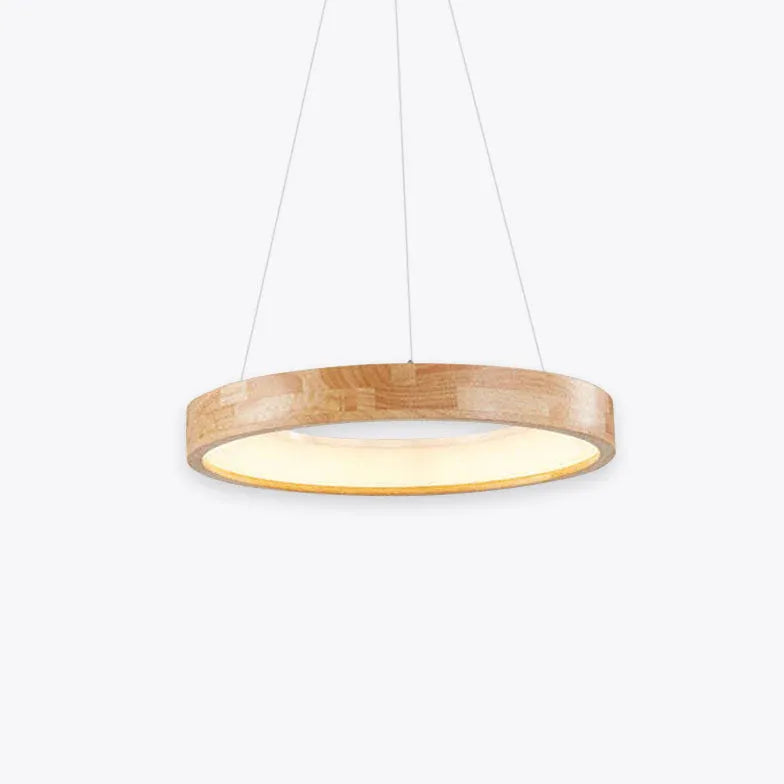 Lustre en bois rond créatif moderne