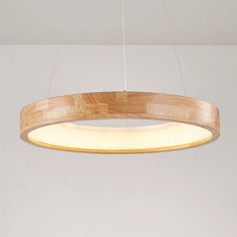 Lustre en bois rond créatif moderne