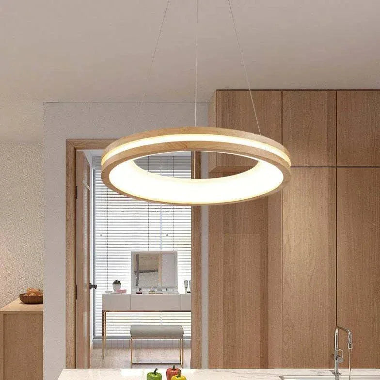 Lustre En Bois Rond Créatif Moderne - Clowas.fr