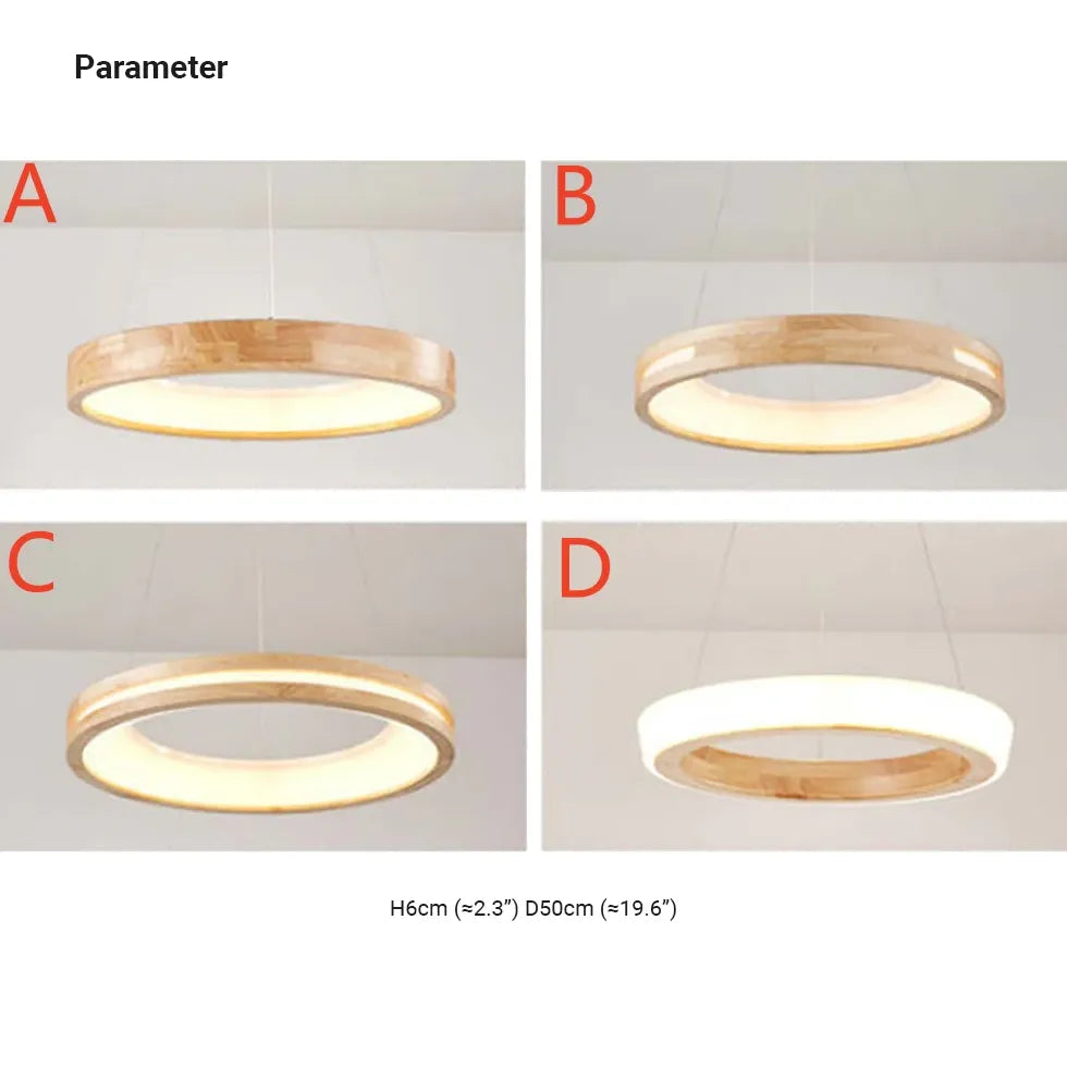 Lustre en bois rond créatif moderne