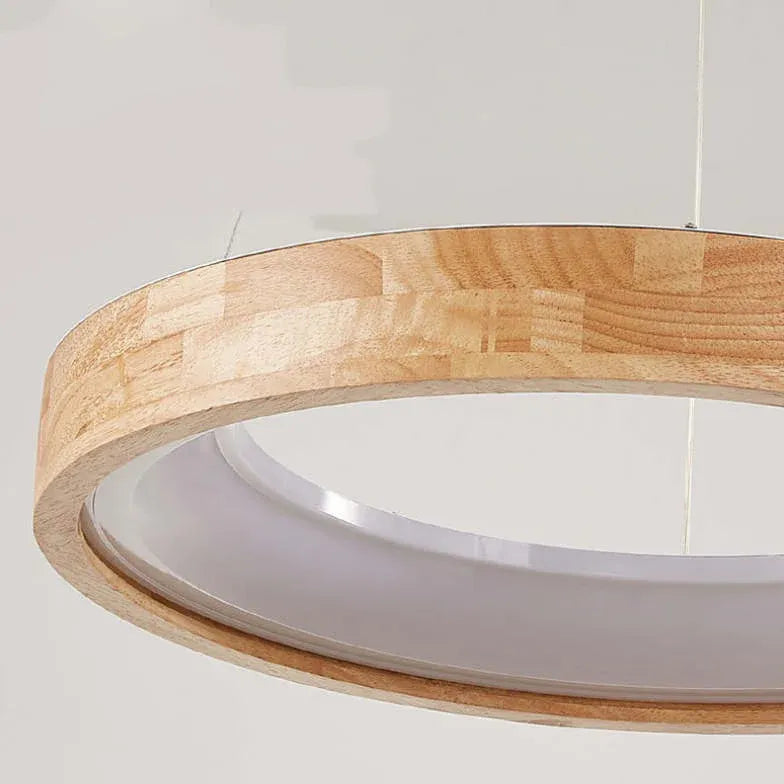 Lustre en bois rond créatif moderne