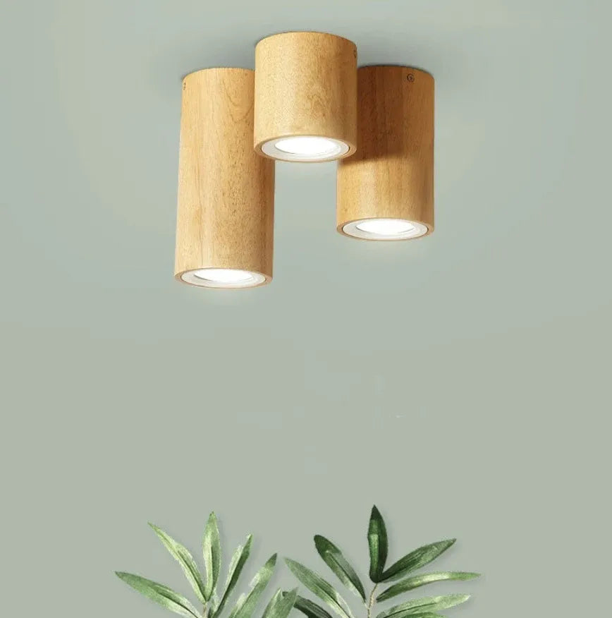 Rounded Column Wooden Flush Ceiling Lights