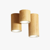 Rounded Column Wooden Flush Ceiling Lights