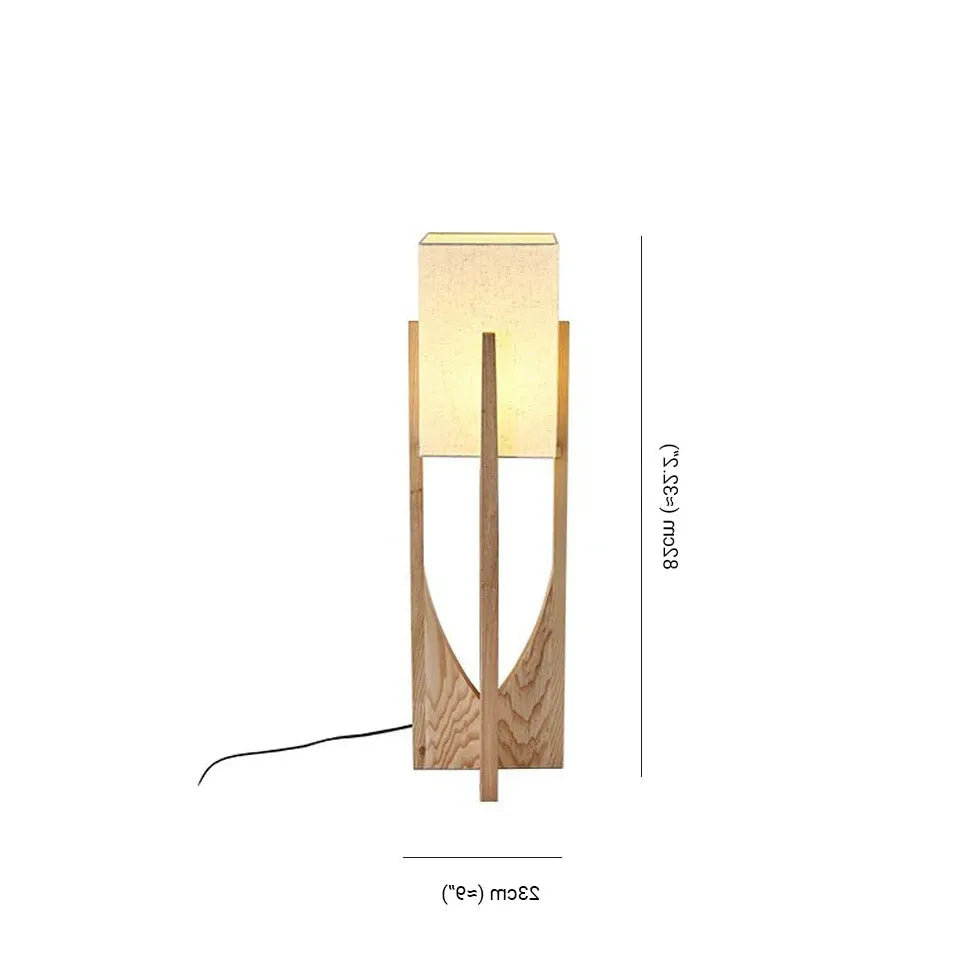 Lampadaire moderne carré à cadre en bois