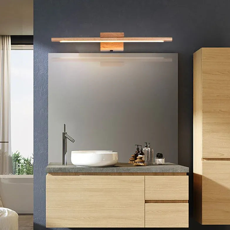 Rustic Linear Wooden Led Mirror Lights