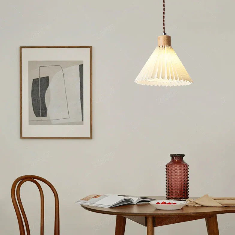 Lustre en bois pliable pour chambre à coucher blanche