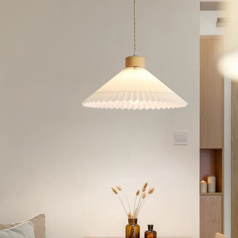 Lustre en bois pliable pour chambre à coucher blanche