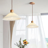 Lustre en bois pliable pour chambre à coucher blanche