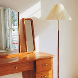 Cone-Shaped Vintage Floor Lamp with Wooden Pole