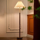 Cone-Shaped Vintage Floor Lamp with Wooden Pole