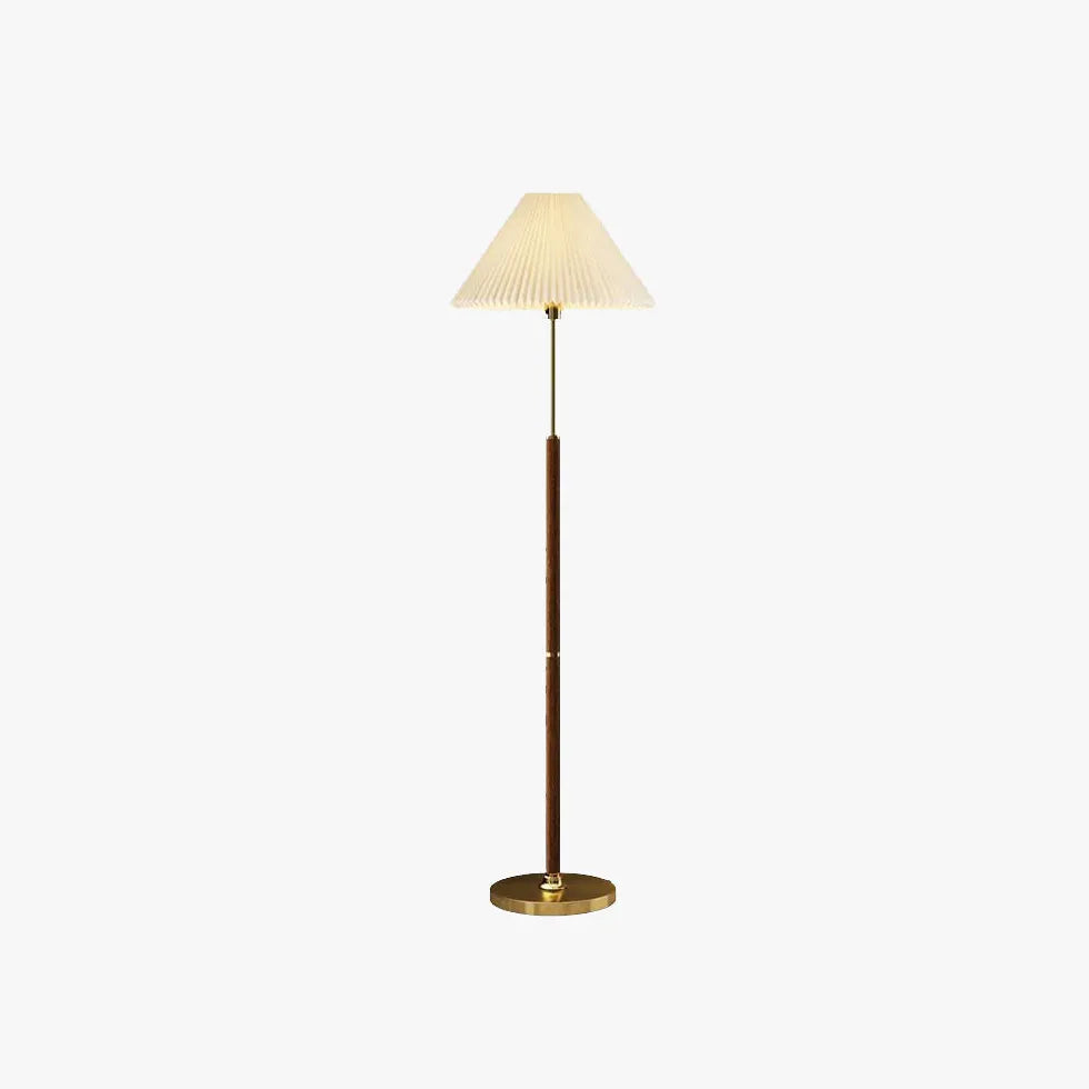 Lampe de table vintage en forme de cône avec poteau en bois