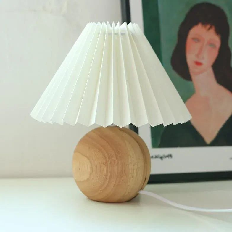 Lampe de table naturelle plissée en papier rattan