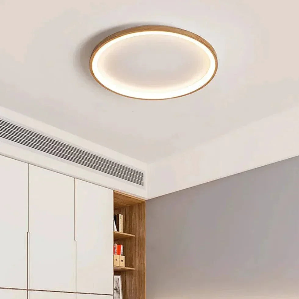 Luminaire Plafonnier Design Bois Minimaliste Rond Moderne - Clowas.fr