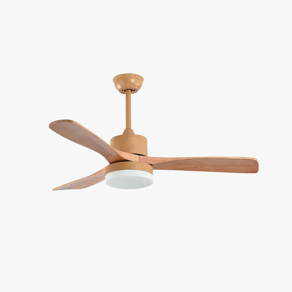 Ventilateur de plafond en bois à trois lames avec lumière