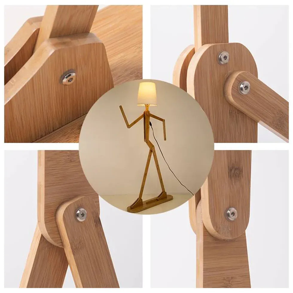 Lampadaire à figurine réglable en bois