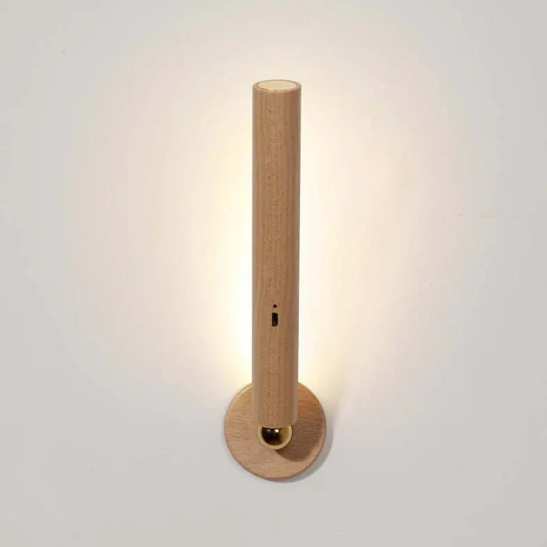 Lampe de lecture en bois rechargeable de chevet