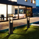 Sensor Black Hollow Rectangular Outdoor Bollard Lights