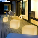 Lampadaire Extérieur Carré Rechargeable Minimaliste Blanc pour Terrasse