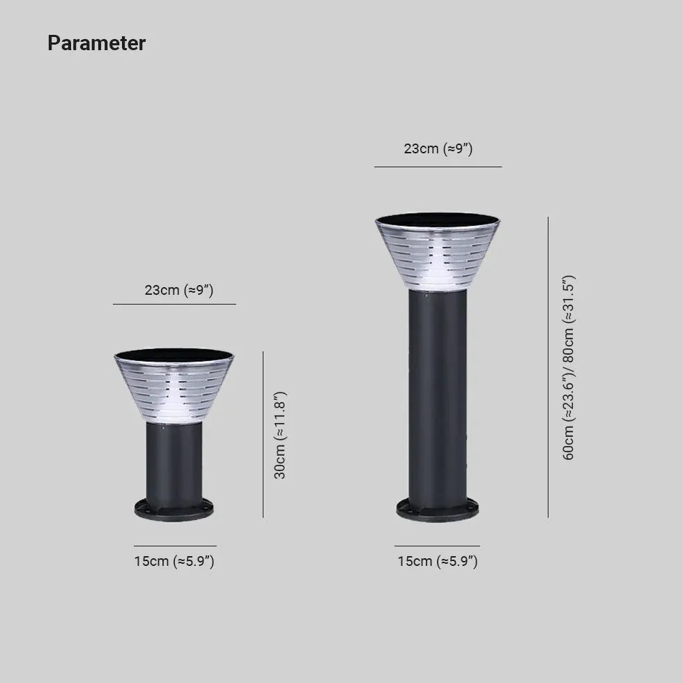 Conical Led Black Solar Outdoor Bollard Lights