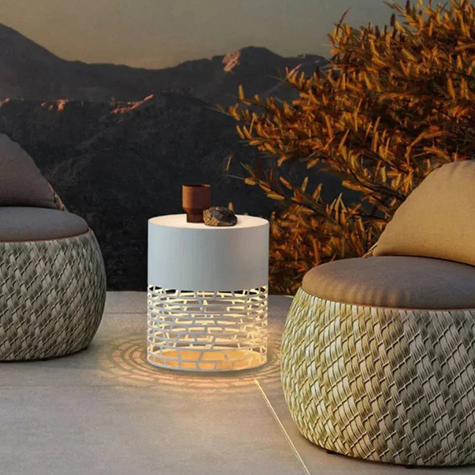 Lampadaire D'Extérieur Blanc Cylindrique Cut - Clowas.fr