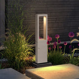 Grey Rectangular Stone Bollard Lights