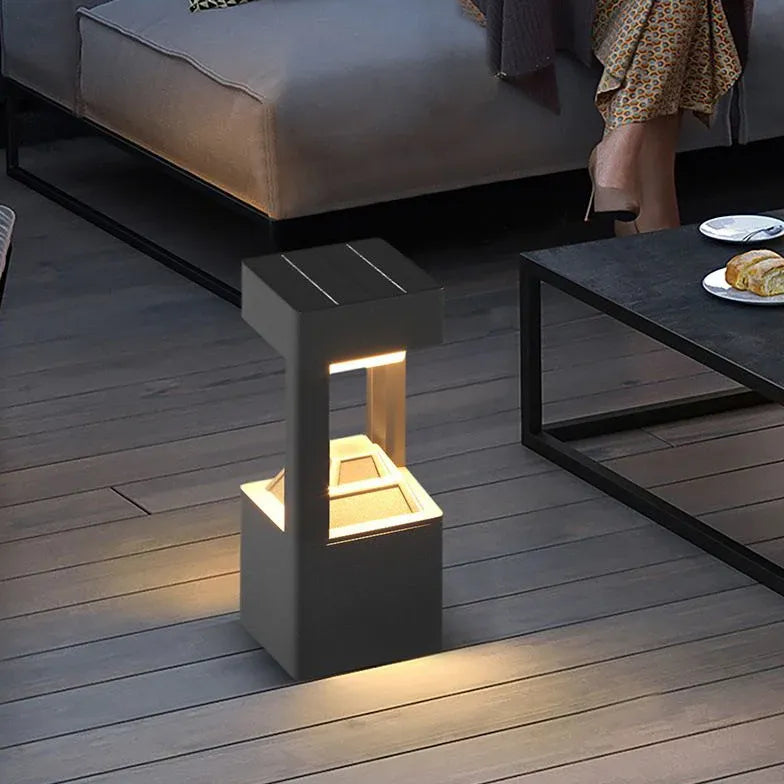 Lampadaire extérieur LED noir hexagonal