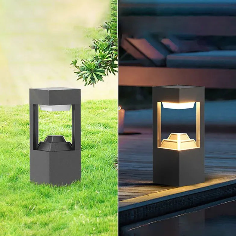 Lampadaire extérieur LED noir hexagonal