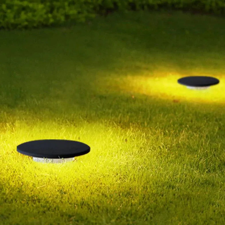 Black Round Solar Ground Outdoor Lights