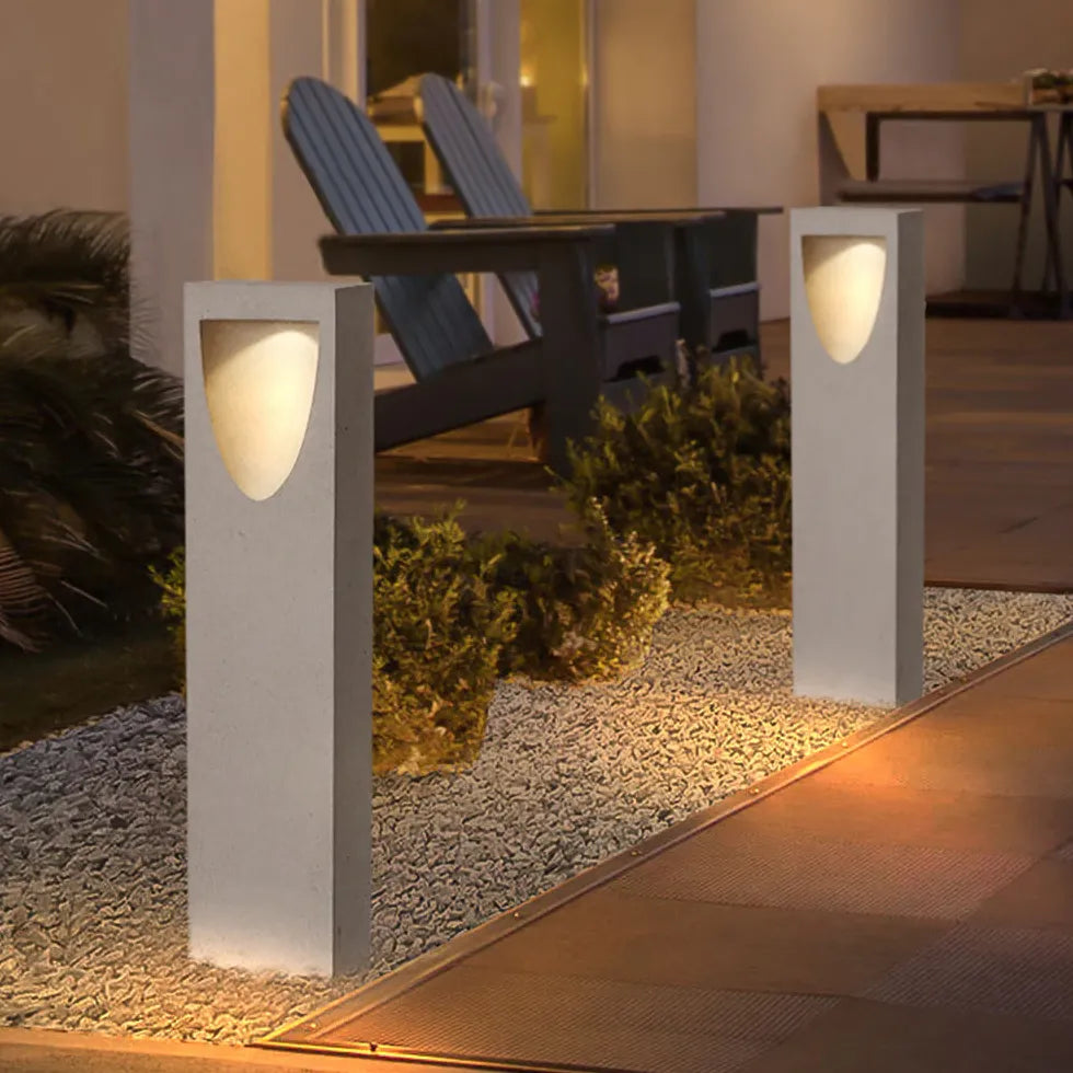 Rectangular Stone Garden Bollard Lights