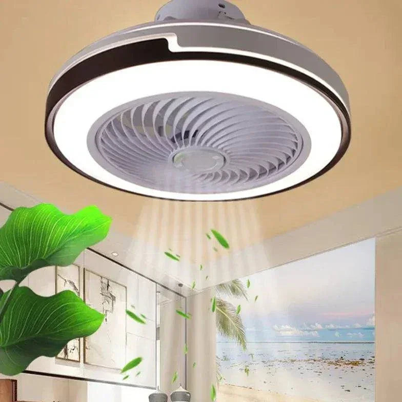 Ventilateur De Plafond Rond Bicolore Avec Lumière - Clowas.fr
