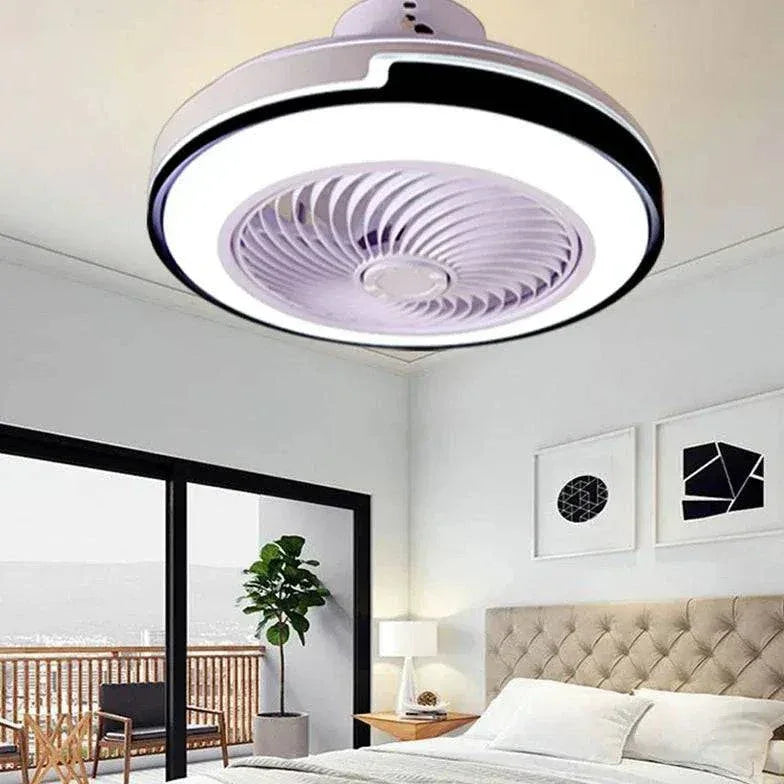 Ventilateur De Plafond Rond Bicolore Avec Lumière - Clowas.fr