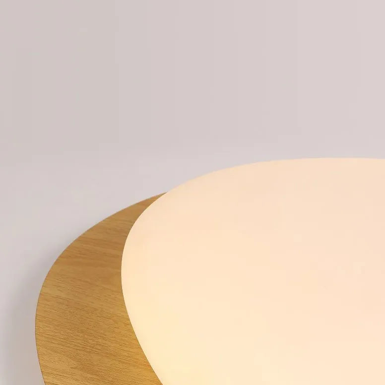 Round Minimalist Ceiling Light with Wooden Frame