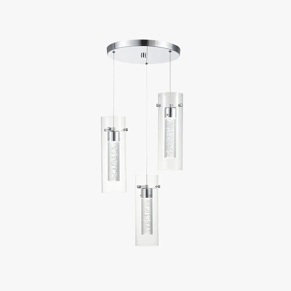 Lustre colonne en cristal salon cuisine moderne