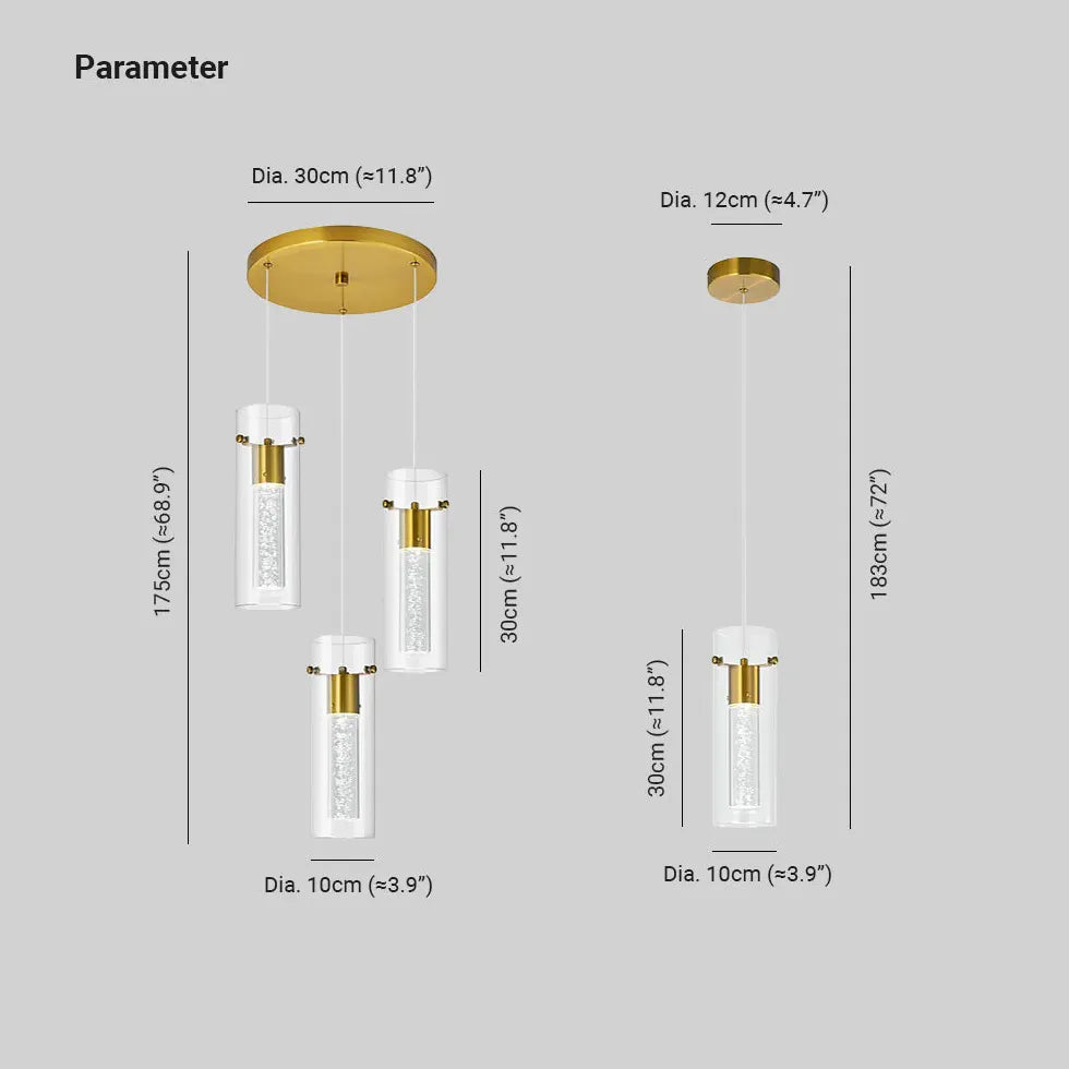 Lustre colonne en cristal salon cuisine moderne