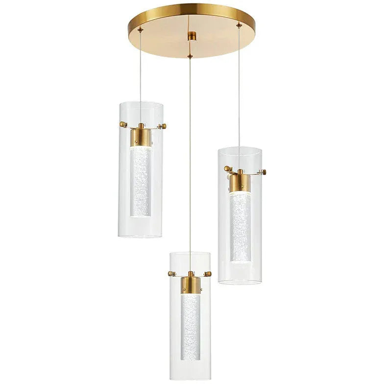 Lustre colonne en cristal salon cuisine moderne