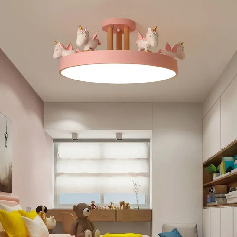 Carousel Horses Bedroom Flush Ceiling Lights