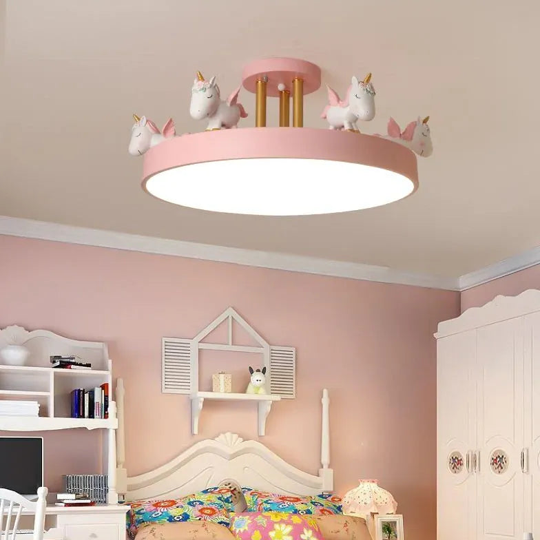 Carousel Horses Bedroom Flush Ceiling Lights