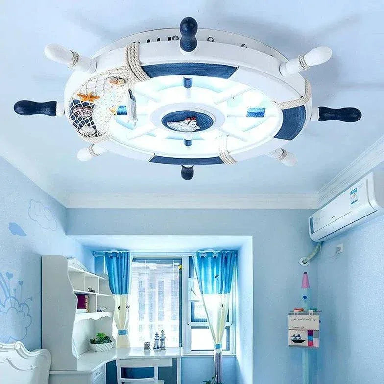Lustre Chambre Bleu-Blanc En Forme De Roue - Clowas.fr