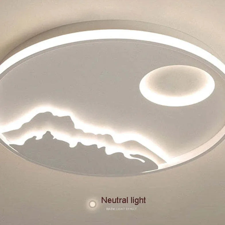 Round Landscape Ceiling Light for Living Room