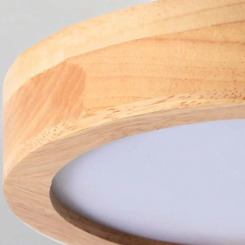 Soft Light Lampshade Wooden Flush Ceiling Light